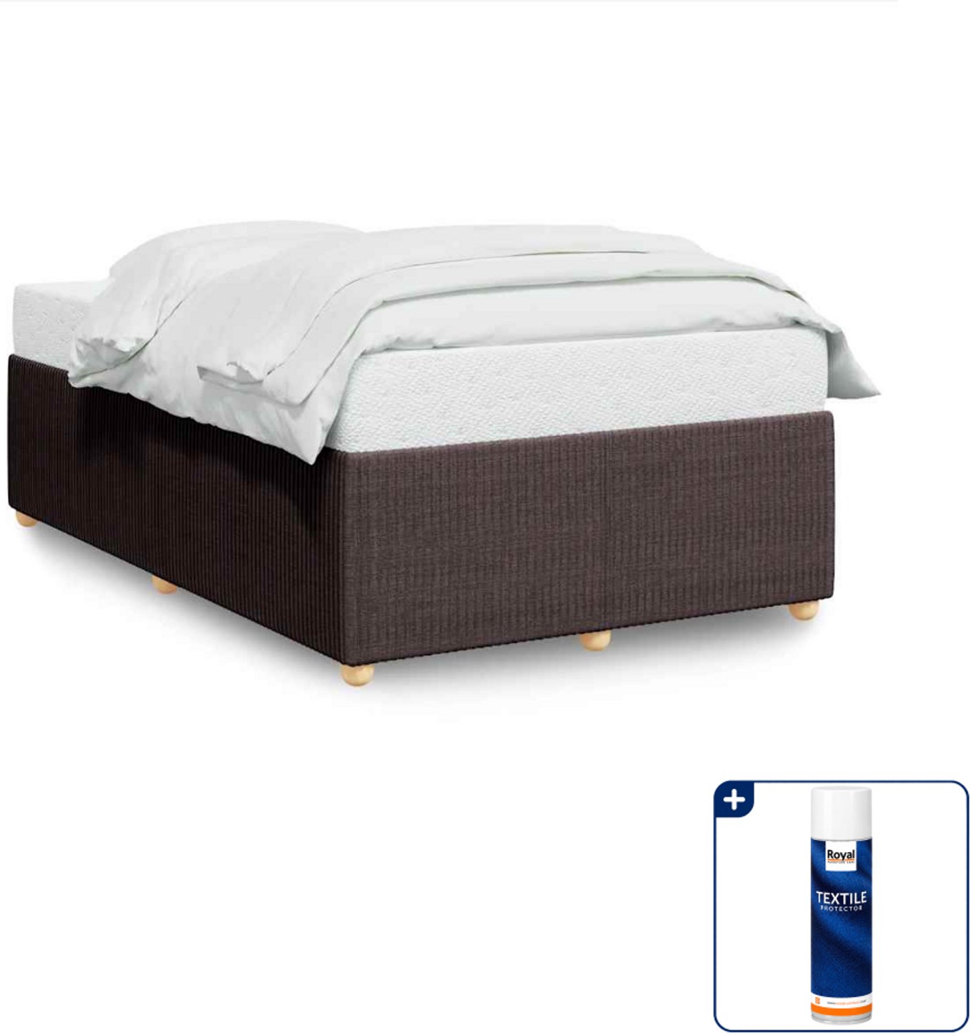vidaXL bedframe - 120 x 200 cm - stof - donkerbruin - Inclusief textielbeschermer 500 ml
