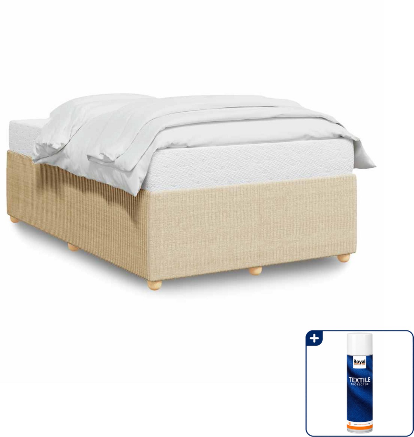 vidaXL bedframe - 120 x 200 cm - stof - crèmekleurig - Inclusief textielbeschermer 500 ml