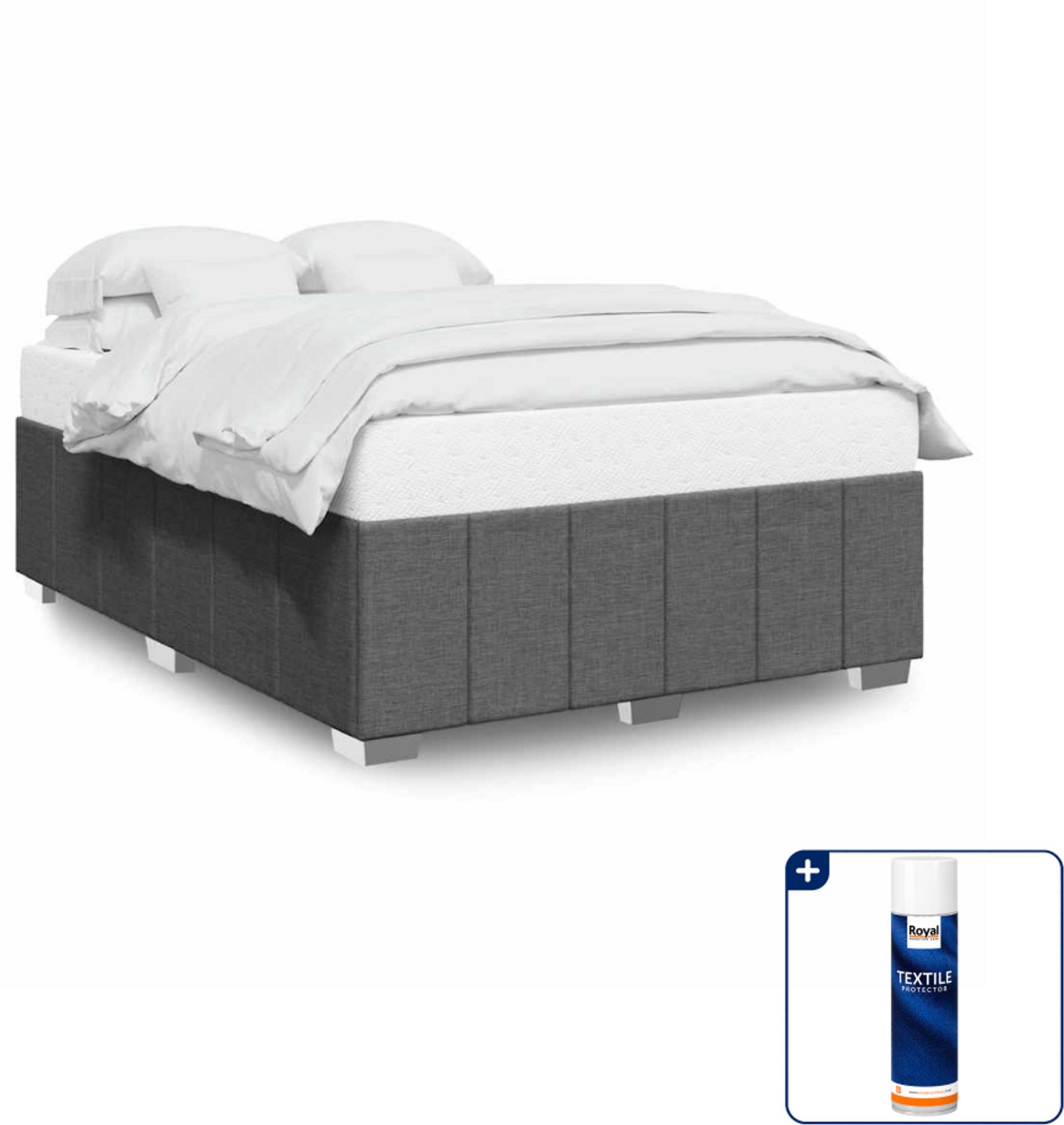vidaXL Bedframe - 140 x 190 cm - stof - donkergrijs - Inclusief textielbeschermer 500 ml