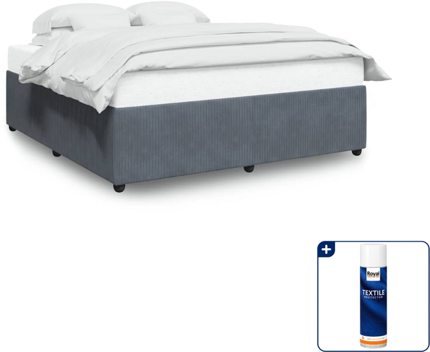 vidaXL bedframe - 200 x 200 cm - fluweel - donkergrijs - Inclusief textielbeschermer 500 ml