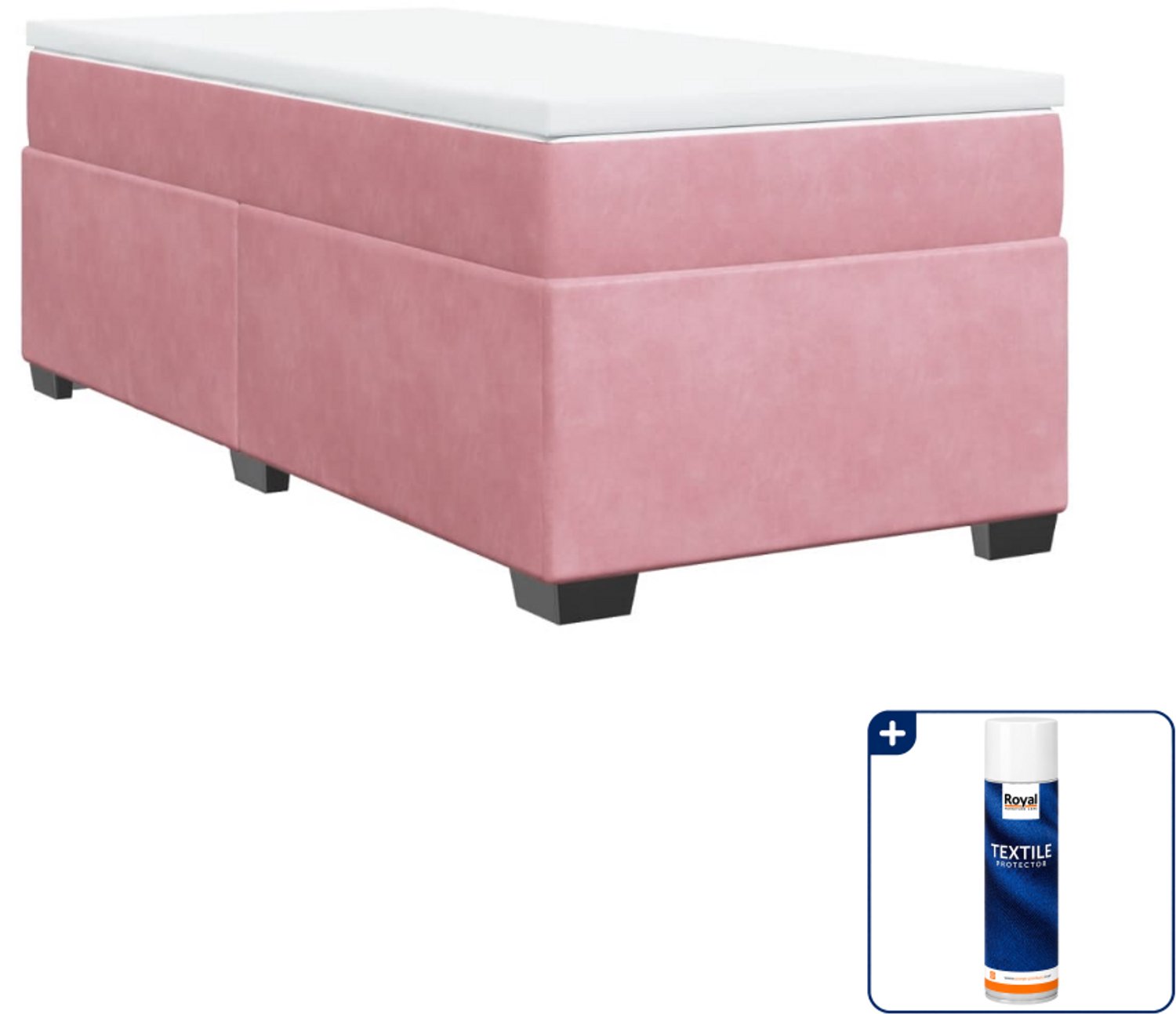 vidaXL boxspring met matras - 100 x 200 cm - fluweel - roze - Inclusief textielbeschermer 500 ml