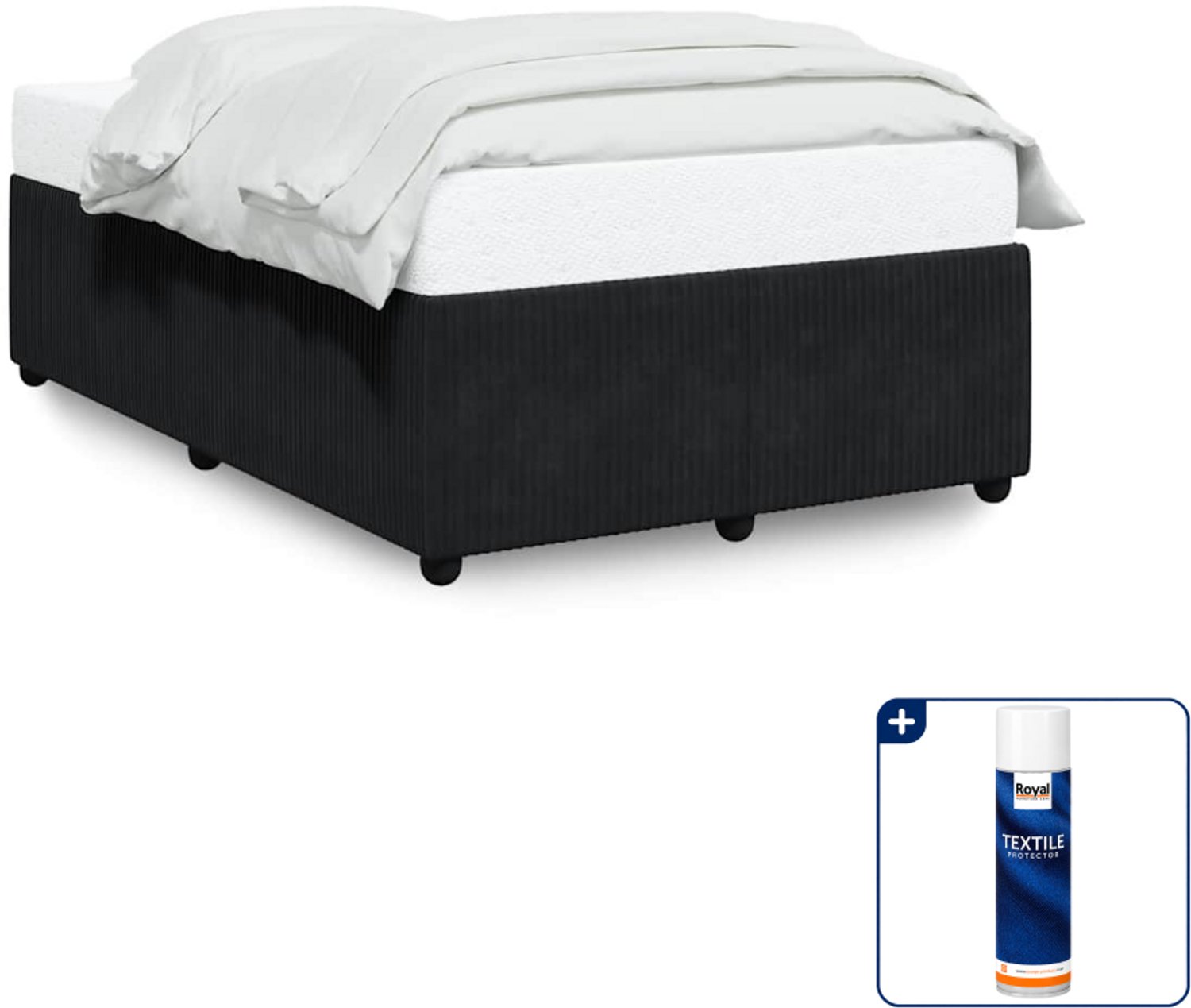 vidaXL bedframe - 120 x 190 cm - fluweel - zwart - Inclusief textielbeschermer 500 ml