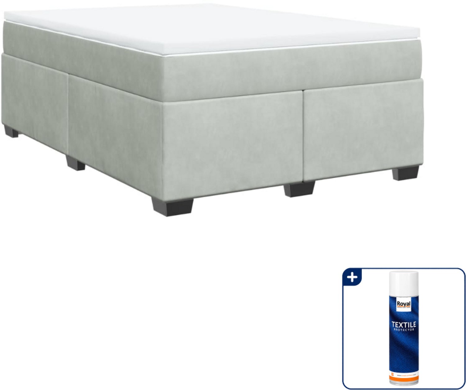 vidaXL Boxspring - Small double - 140 x 200 cm - lichtgrijs - Inclusief textielbeschermer 500 ml