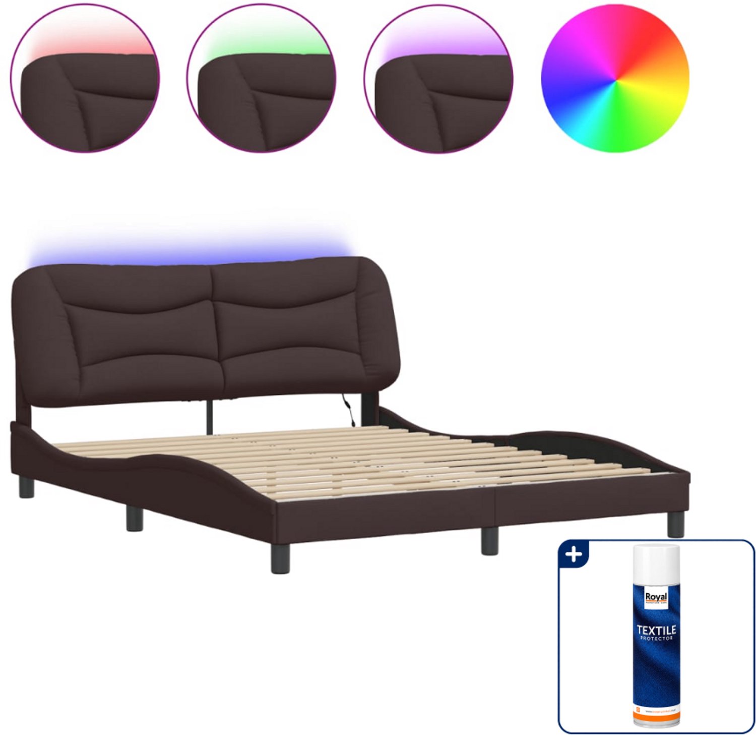vidaXL bedframe Hvar - Queensize - 160 x 200 cm - donkerbruin - Inclusief textielbeschermer 500 ml