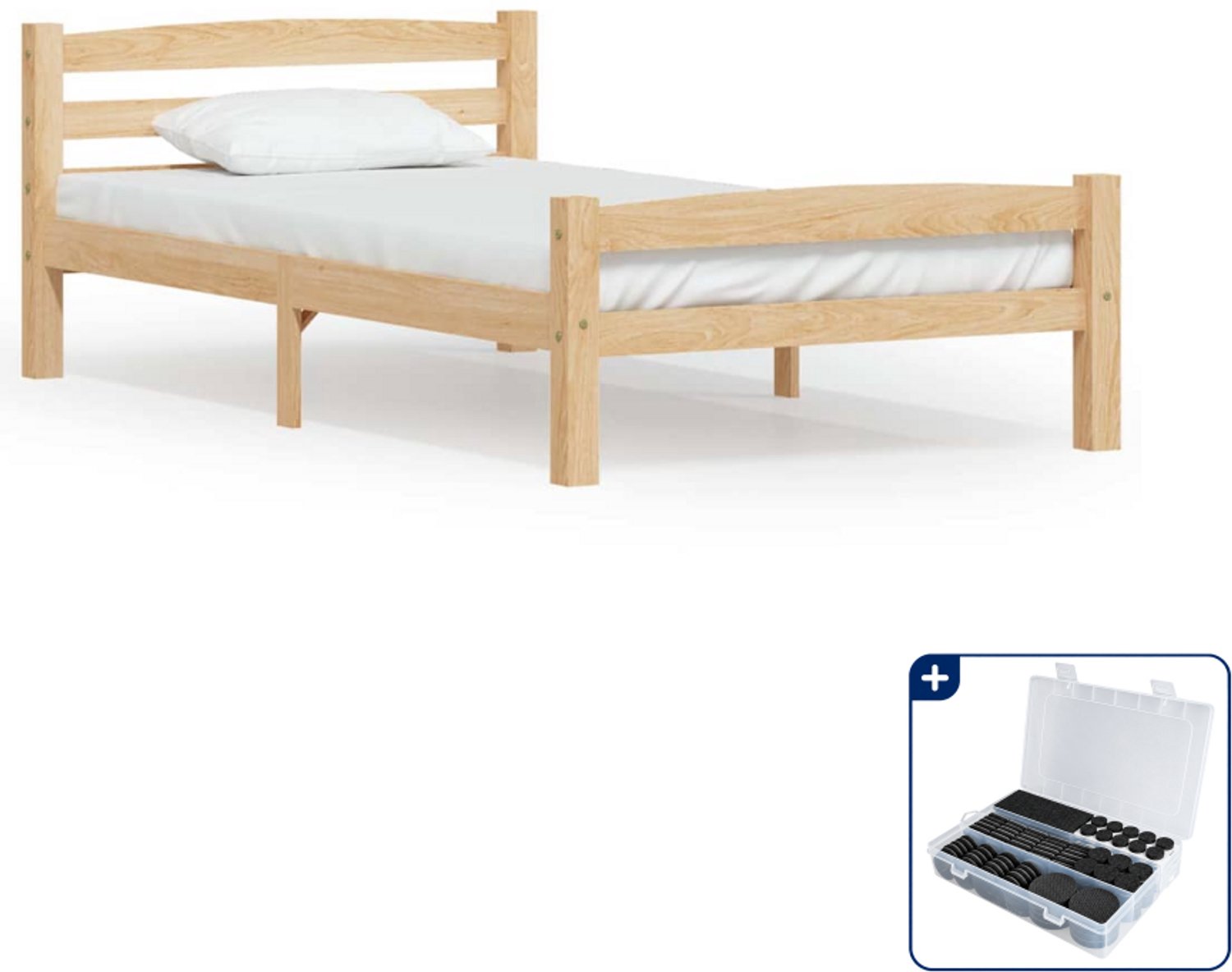 vidaXL bedframe - 100 x 200 cm - massief grenenhout - Inclusief antikrasvilt 177-delig Bruin