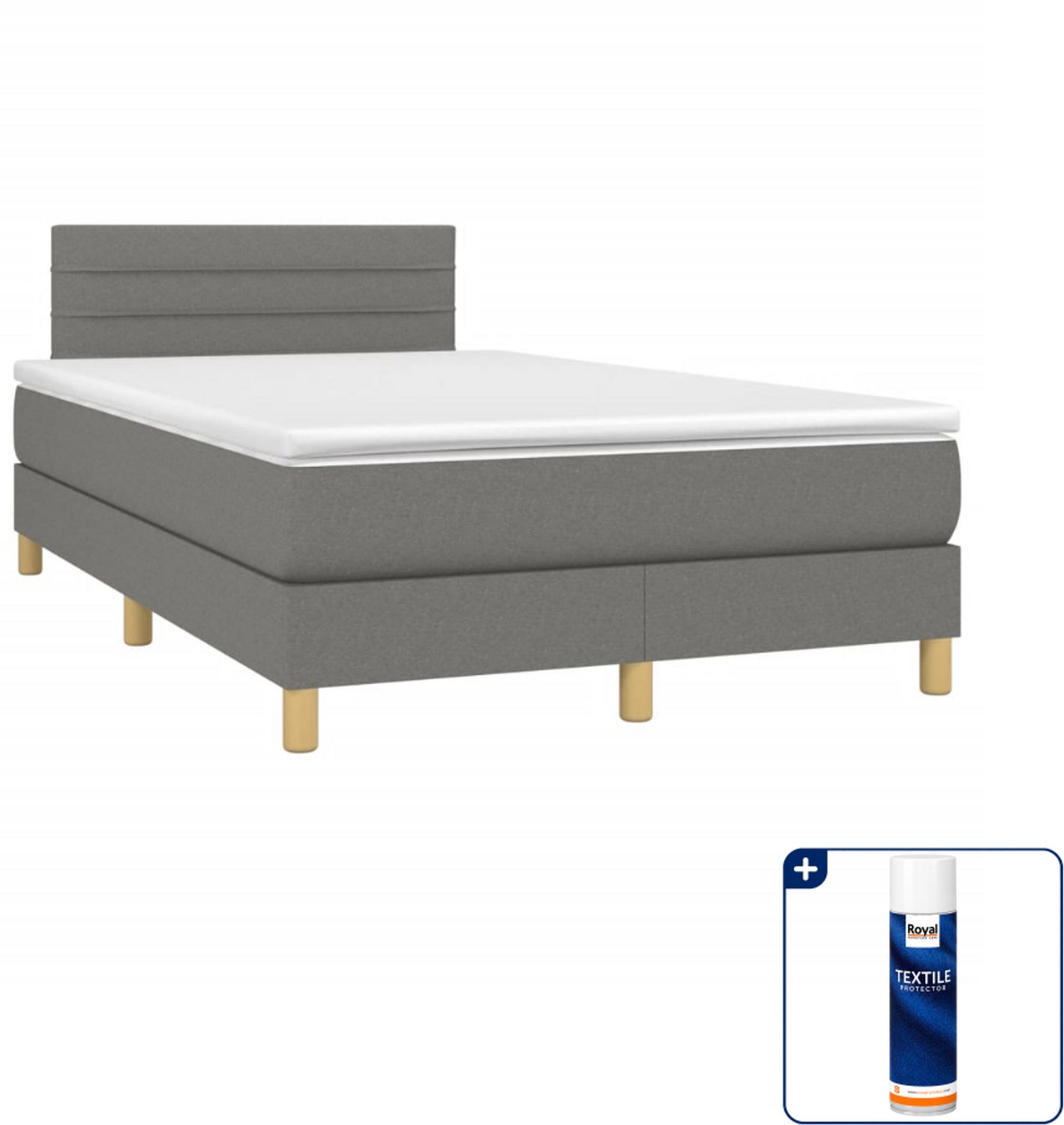 vidaXL boxspring met matras 120 x 190 cm - donkergrijs - Inclusief textielbeschermer 500 ml