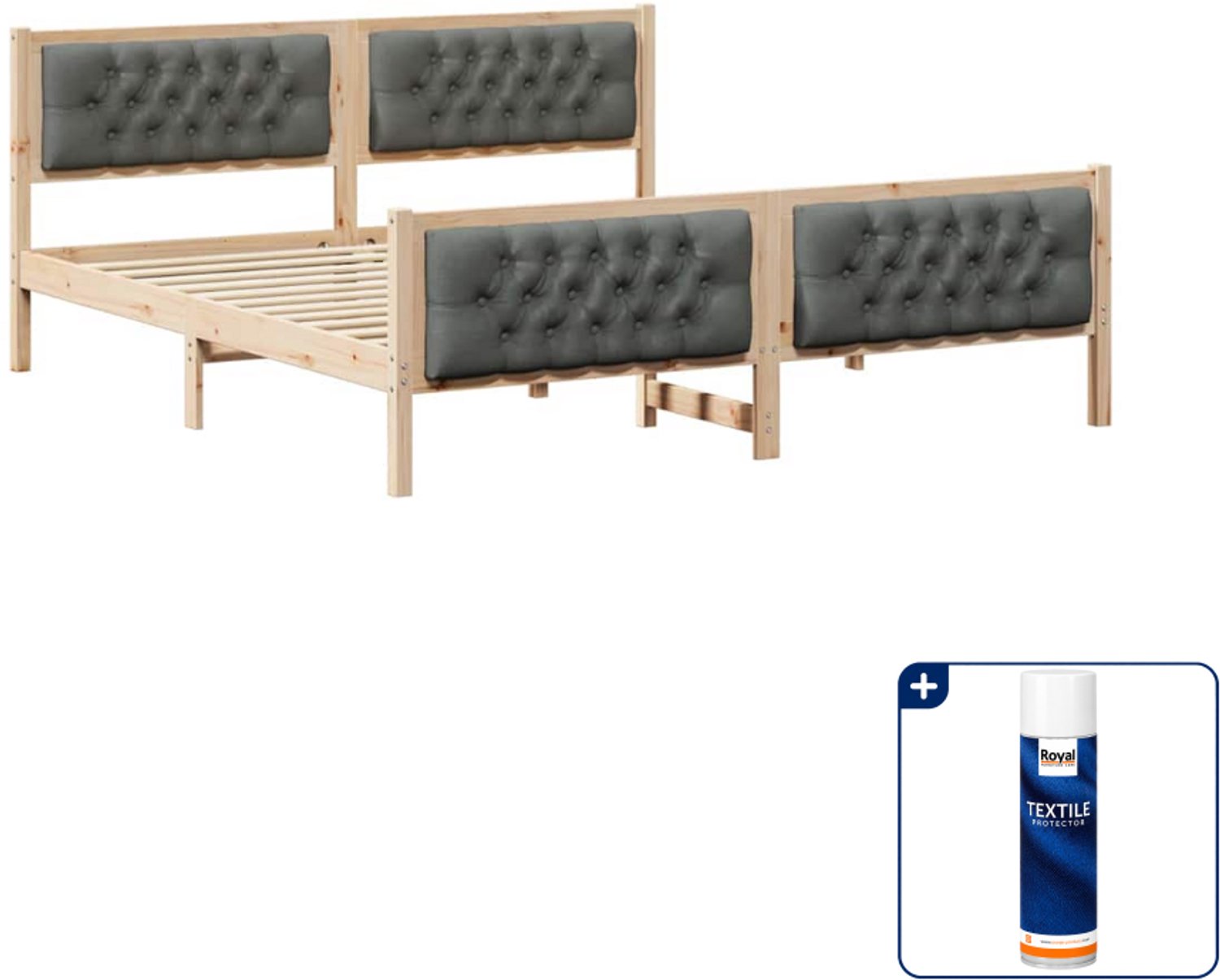 vidaXL Bedframe - Queensize - 160 x 200 cm - donkergrijs - Inclusief textielbeschermer 500 ml Bruin
