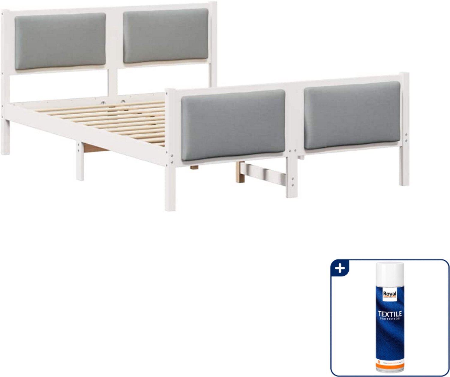 vidaXL bedframe - Small double - 140 x 200 cm - lichtgrijs - Inclusief textielbeschermer 500 ml Blauw