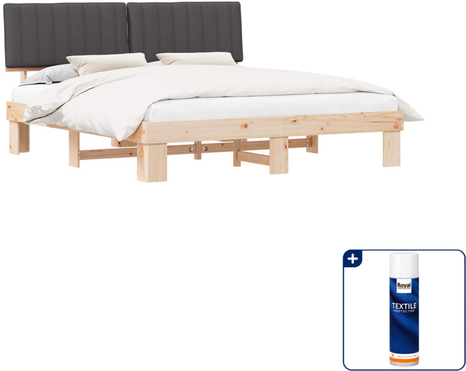 vidaXL bedframe Kingsize - 180 x 200 cm - donkergrijs - Inclusief textielbeschermer 500 ml