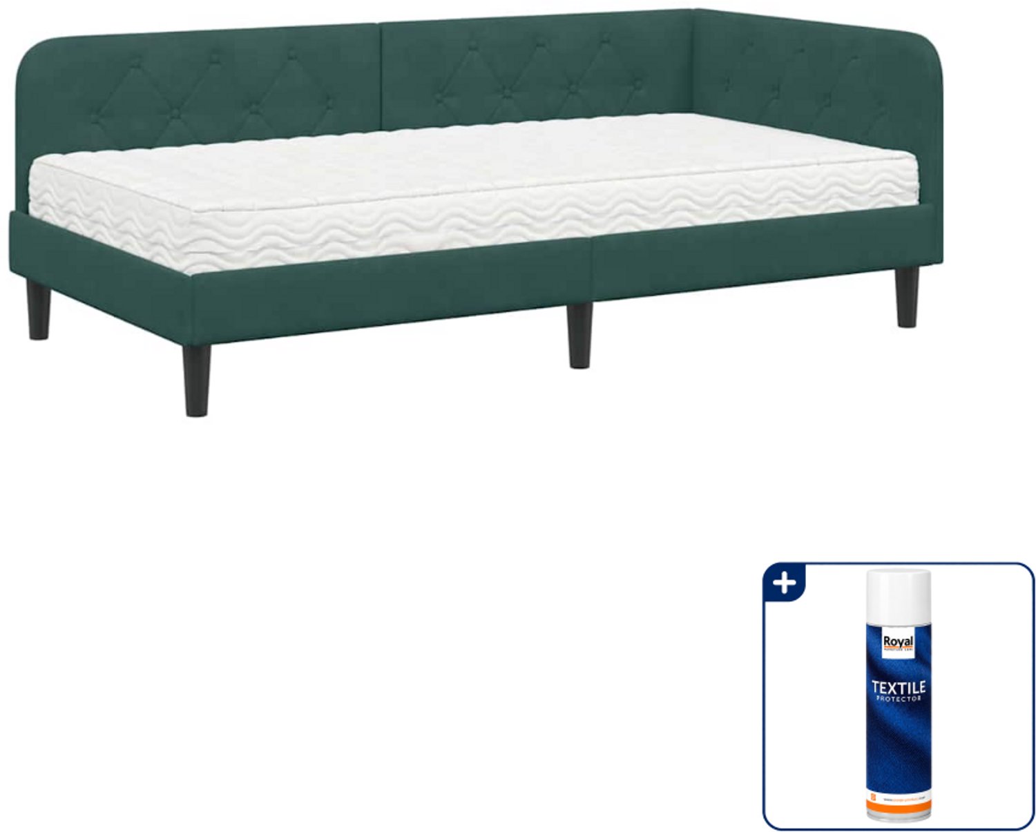 vidaXL hoekbedframe - 100 x 200 cm - fluweel - donkergroen - Inclusief textielbeschermer 500 ml