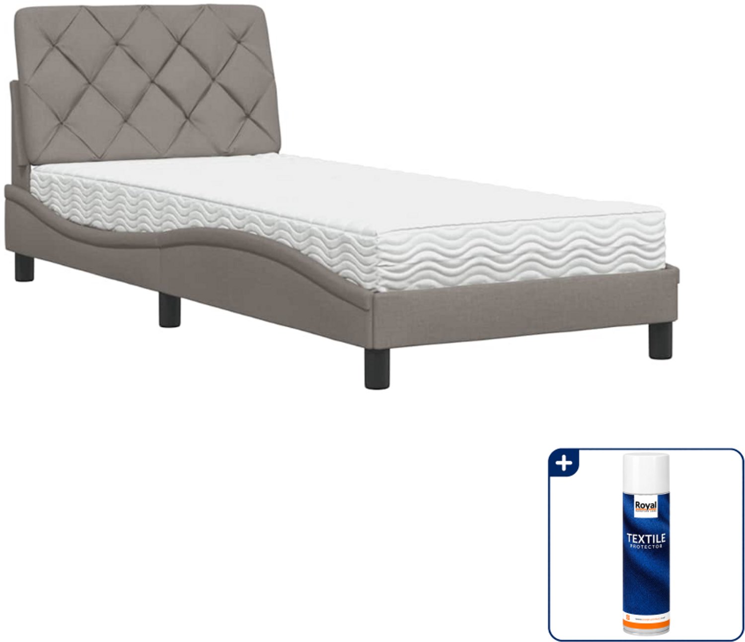 vidaXL bed met matras Piran - 90 x 200 cm - taupe - Inclusief textielbeschermer 500 ml Roze