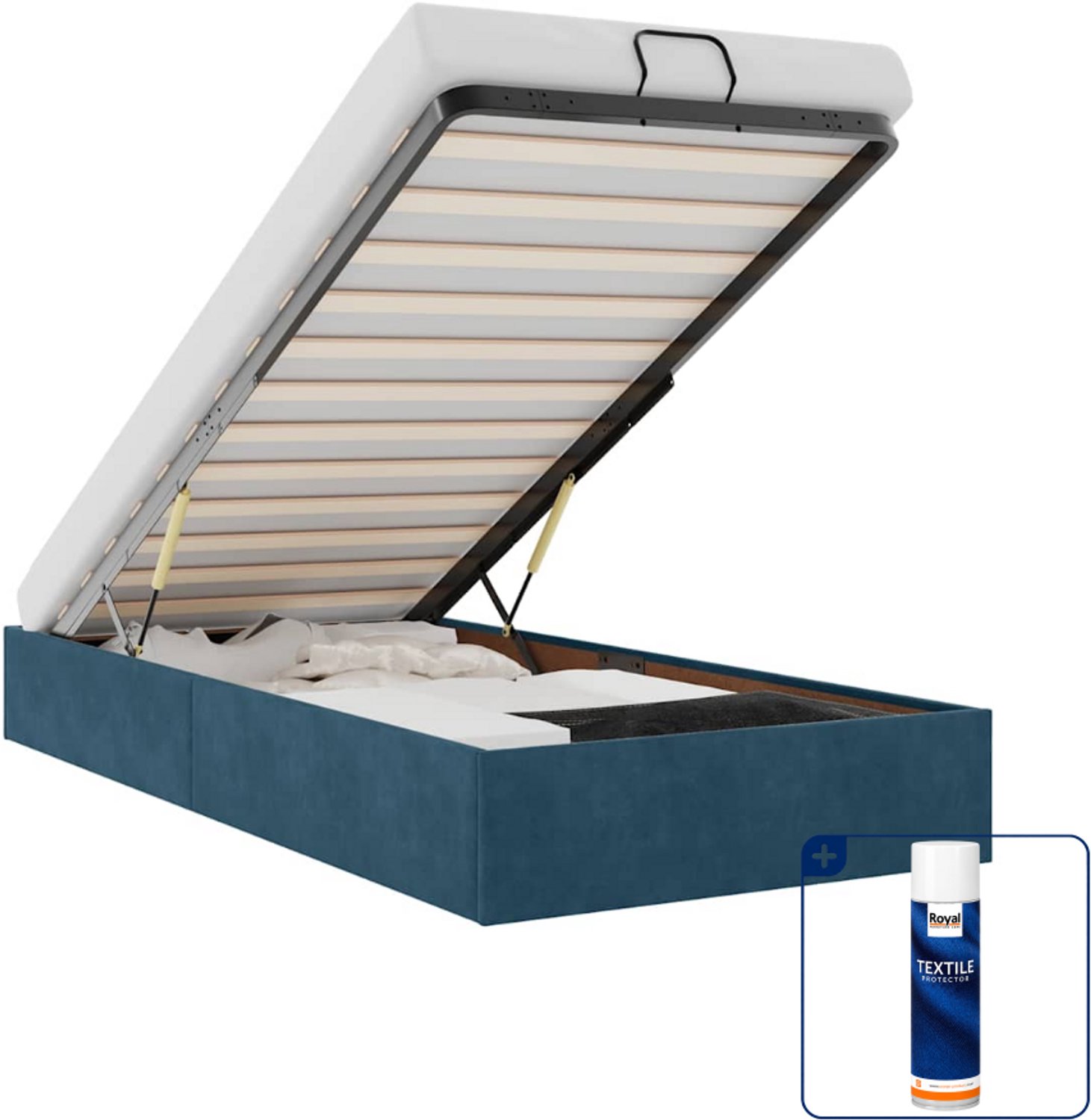 vidaXL bedframe - 100 x 200 cm - fluweel - donkerblauw - Inclusief textielbeschermer 500 ml Taupe