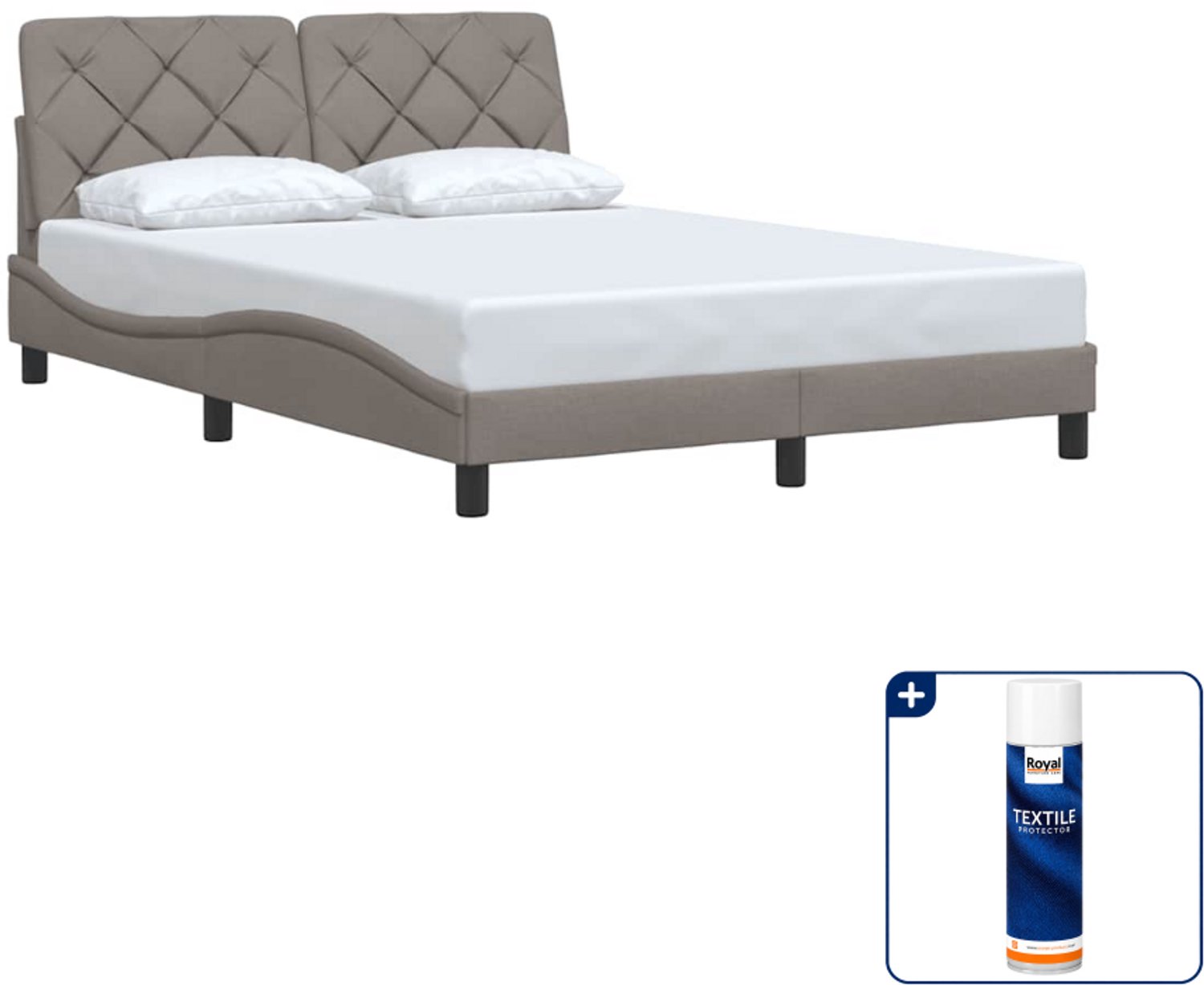 vidaXL Bedframe - 120 x 200 cm - stof - taupe - Inclusief textielbeschermer 500 ml Zwart