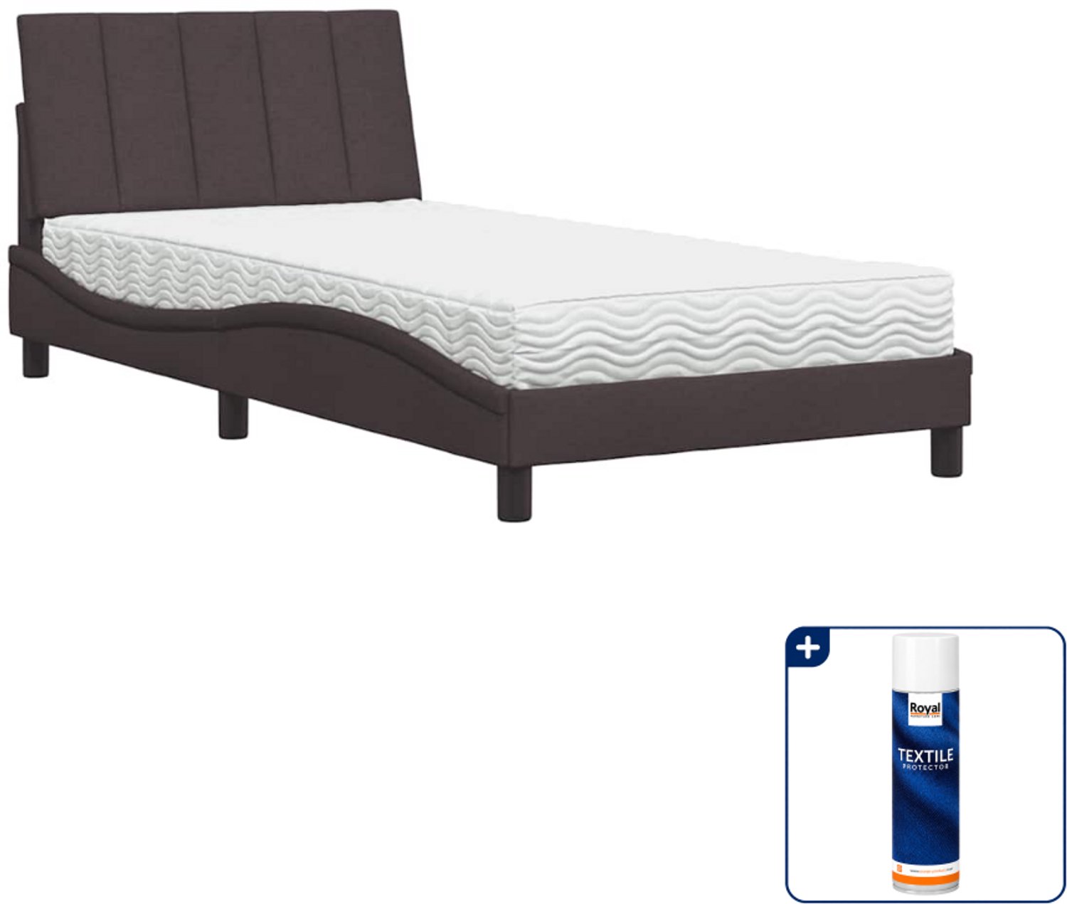 vidaXL Hanko bed met matras 100 x 200 cm - donkerbruin - Inclusief textielbeschermer 500 ml