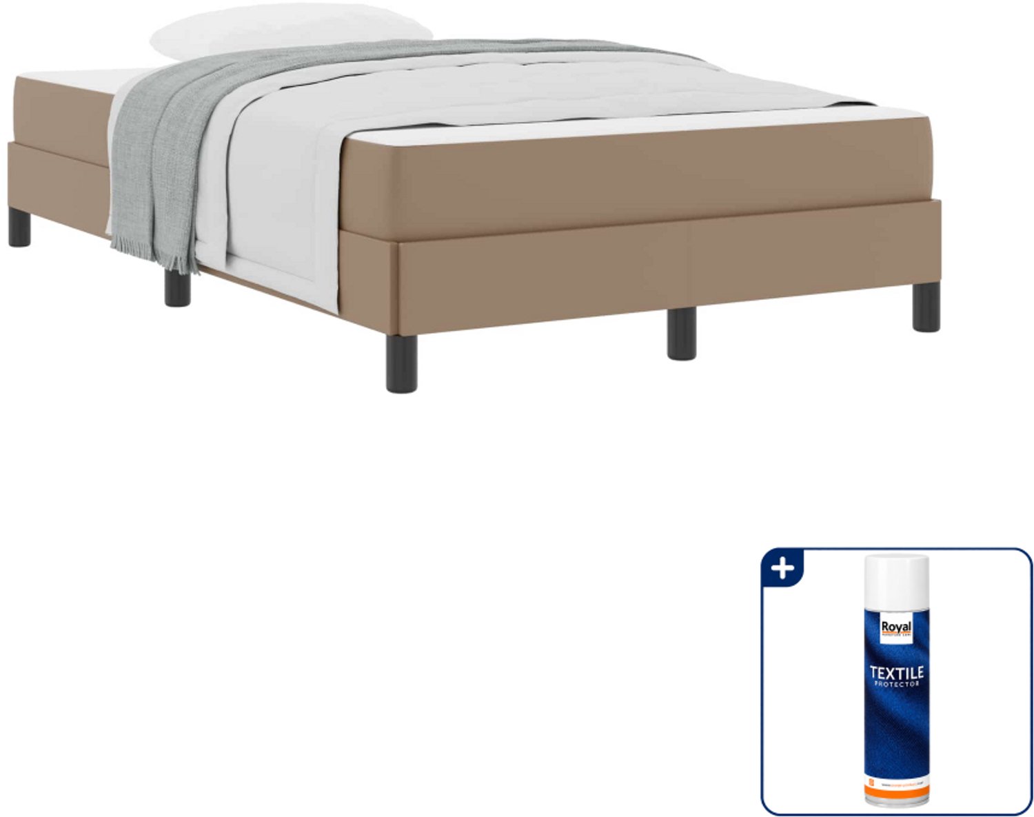 vidaXL Bedframe met matras - 120 x 190 cm - stof - cappuccino - Inclusief textielbeschermer 500 ml