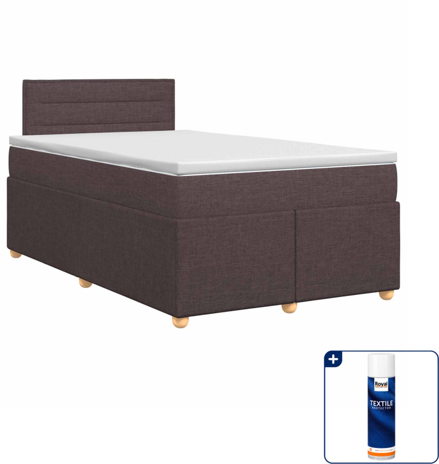 vidaXL boxspringbed - 120 x 190 cm - stof - donkerbruin - Inclusief textielbeschermer 500 ml