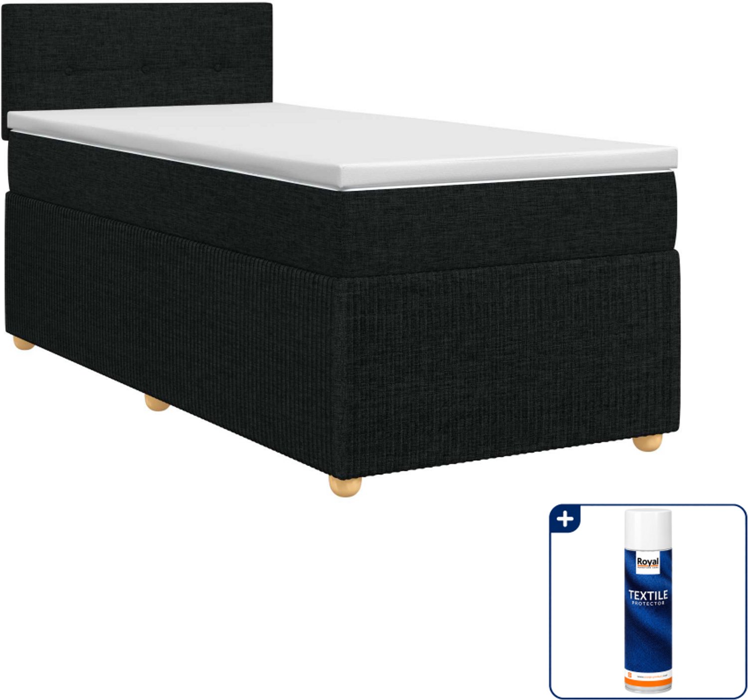 vidaXL boxspringbed met matras - 100 x 200 cm - zwart - stof - Inclusief textielbeschermer 500 ml
