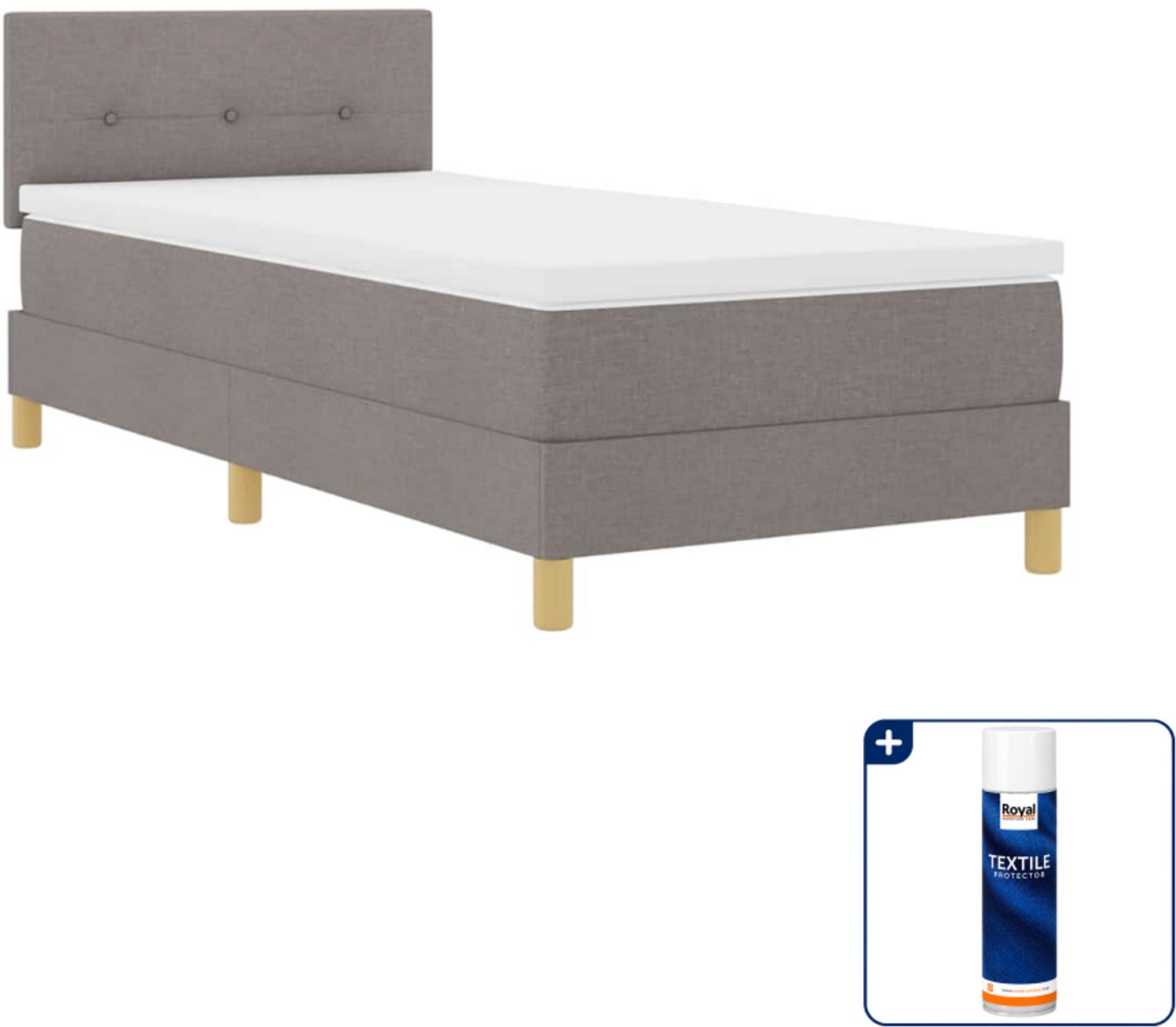 vidaXL boxspring - 80 x 200 cm - taupe - Inclusief textielbeschermer 500 ml