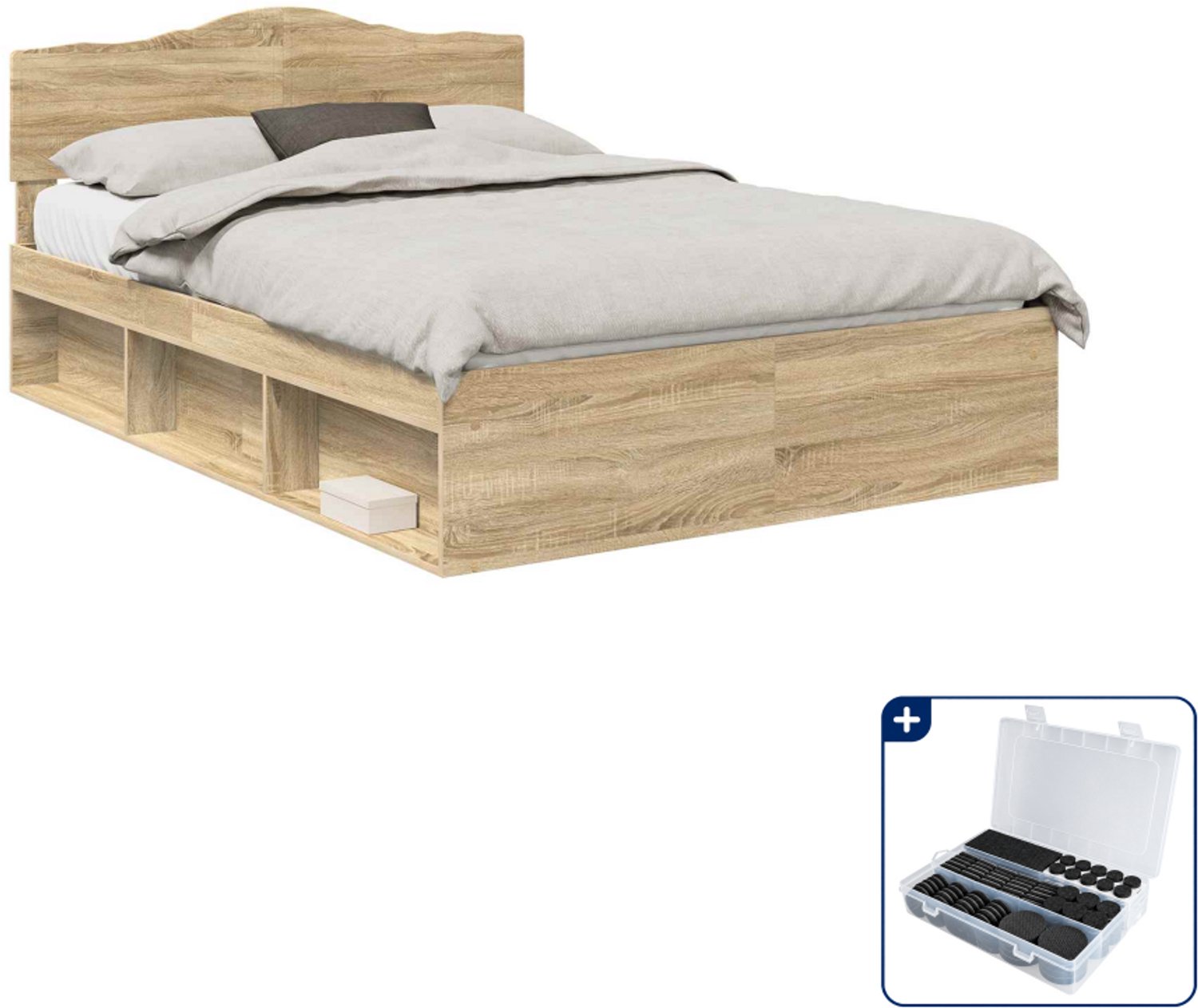 vidaXL bedframe - Queensize - 160 x 200 cm - sonoma - Inclusief antikrasvilt 177-delig Bruin