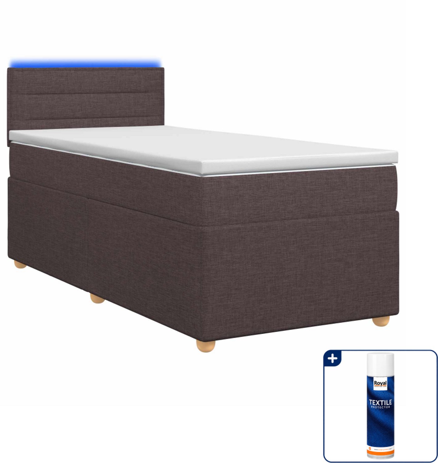 vidaXL boxspringbed met matras - 90 x 190 cm - donkerbruin - Inclusief textielbeschermer 500 ml