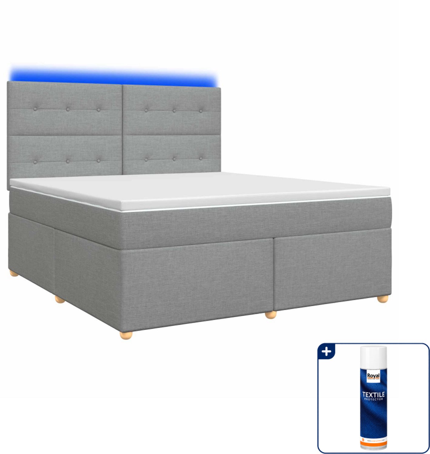 vidaXL boxspringbed - Small double - 140 x 200 cm - lichtgrijs - Inclusief textielbeschermer 500 ml