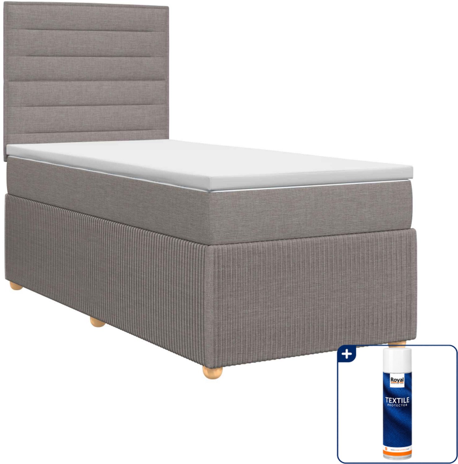 vidaXL boxspringbed - 100 x 200 cm - taupe - Inclusief textielbeschermer 500 ml