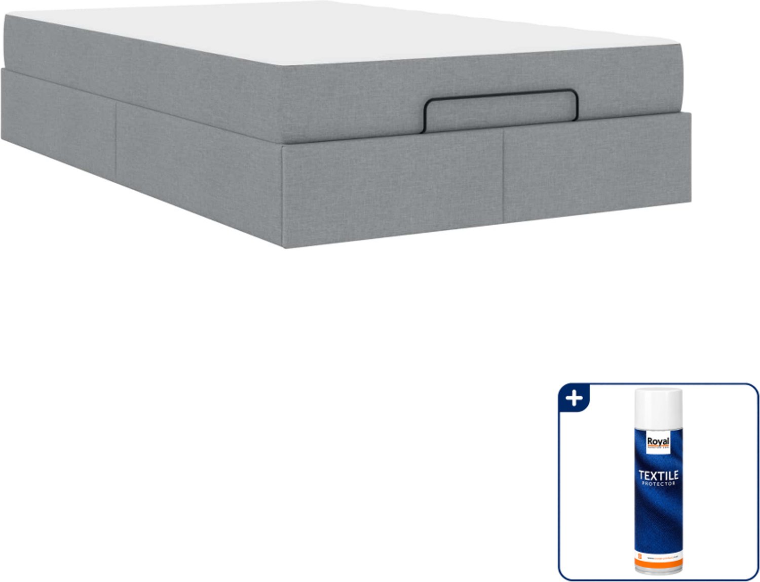vidaXL bedframe met matras - 120 x 190 cm - stof - lichtgrijs - Inclusief textielbeschermer 500 ml Bruin