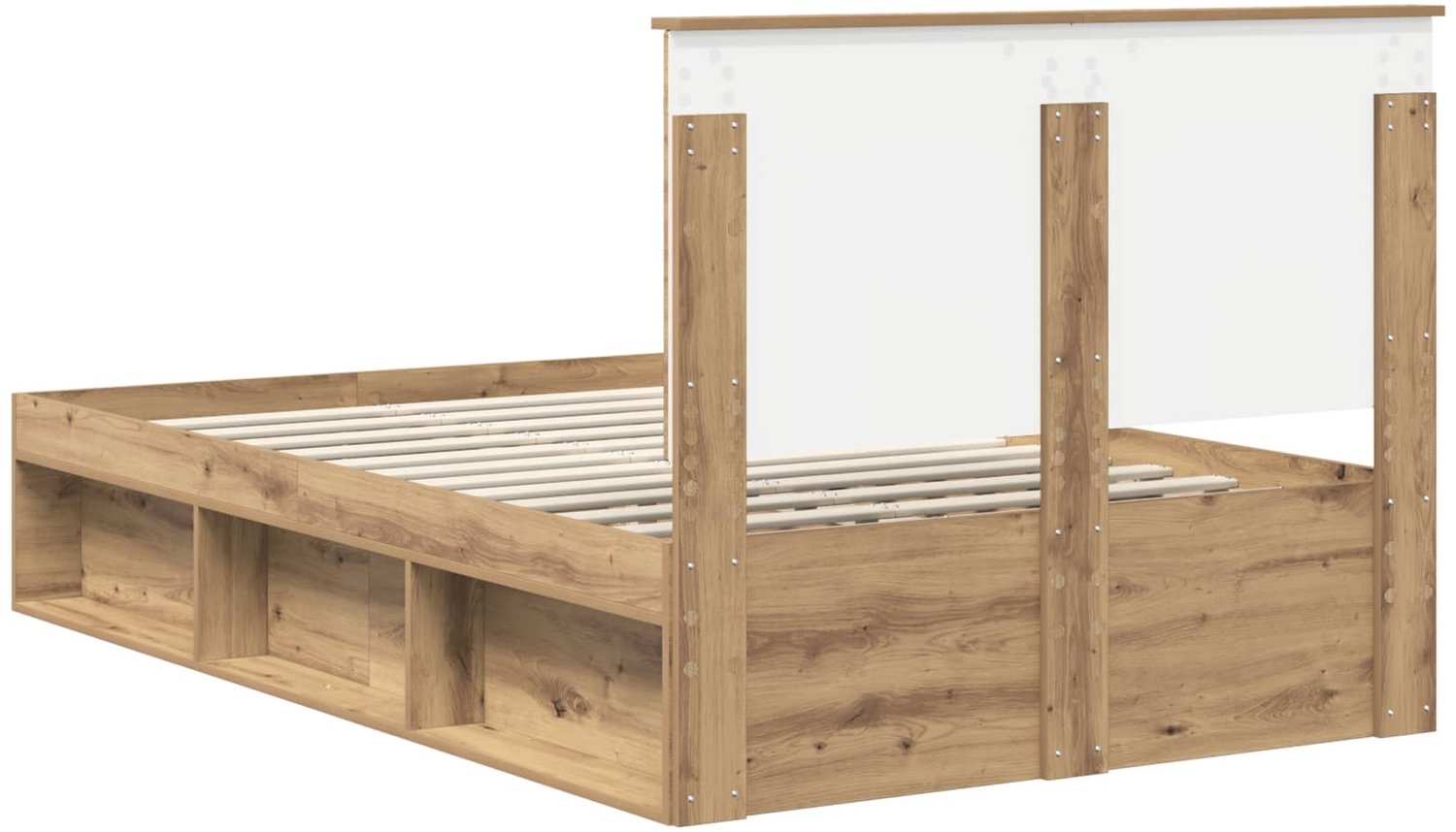 vidaXL bedframe 120 x 200 cm - massief grenenhout - artisanaal eiken - Inclusief antikrasvilt 177-delig