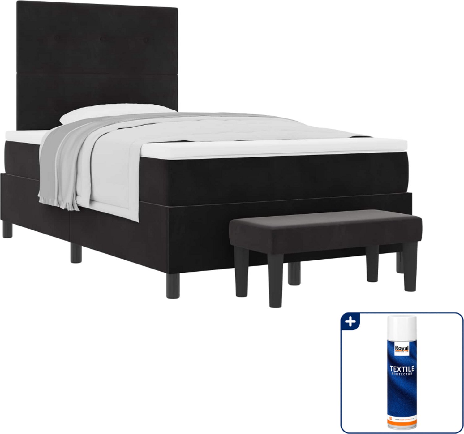 vidaXL boxspring - 120 x 190 cm - zwart - Inclusief textielbeschermer 500 ml