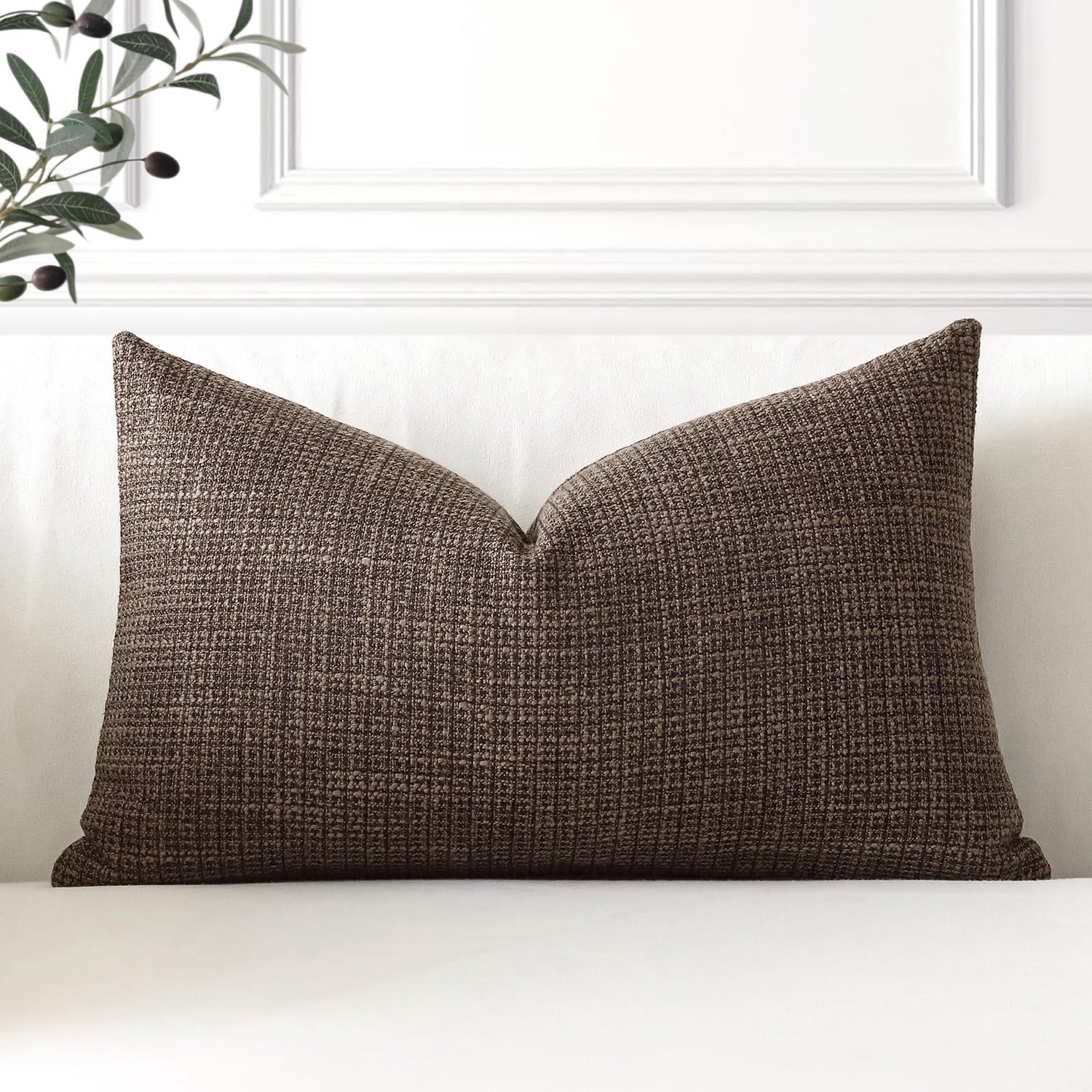 Famanu Kussenhoes van linnen, 1 stuk, pure kleur, voor huisdecoratie in woonkamer en slaapkamer, donkerbruin, 40 x 60 cm, een stijlvolle toevoeging aan je interieur