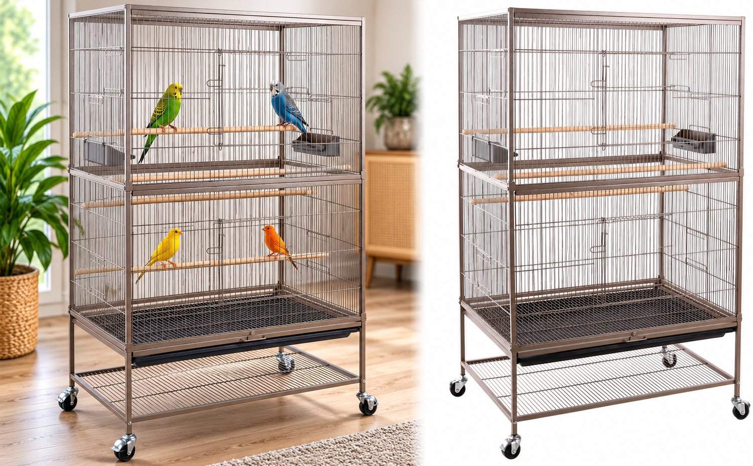 Bol.com Volière Sumba Taupe – volière voor buiten & binnen – volière aluminium – 79x52x134 cm – Flamingo volière aanbieding