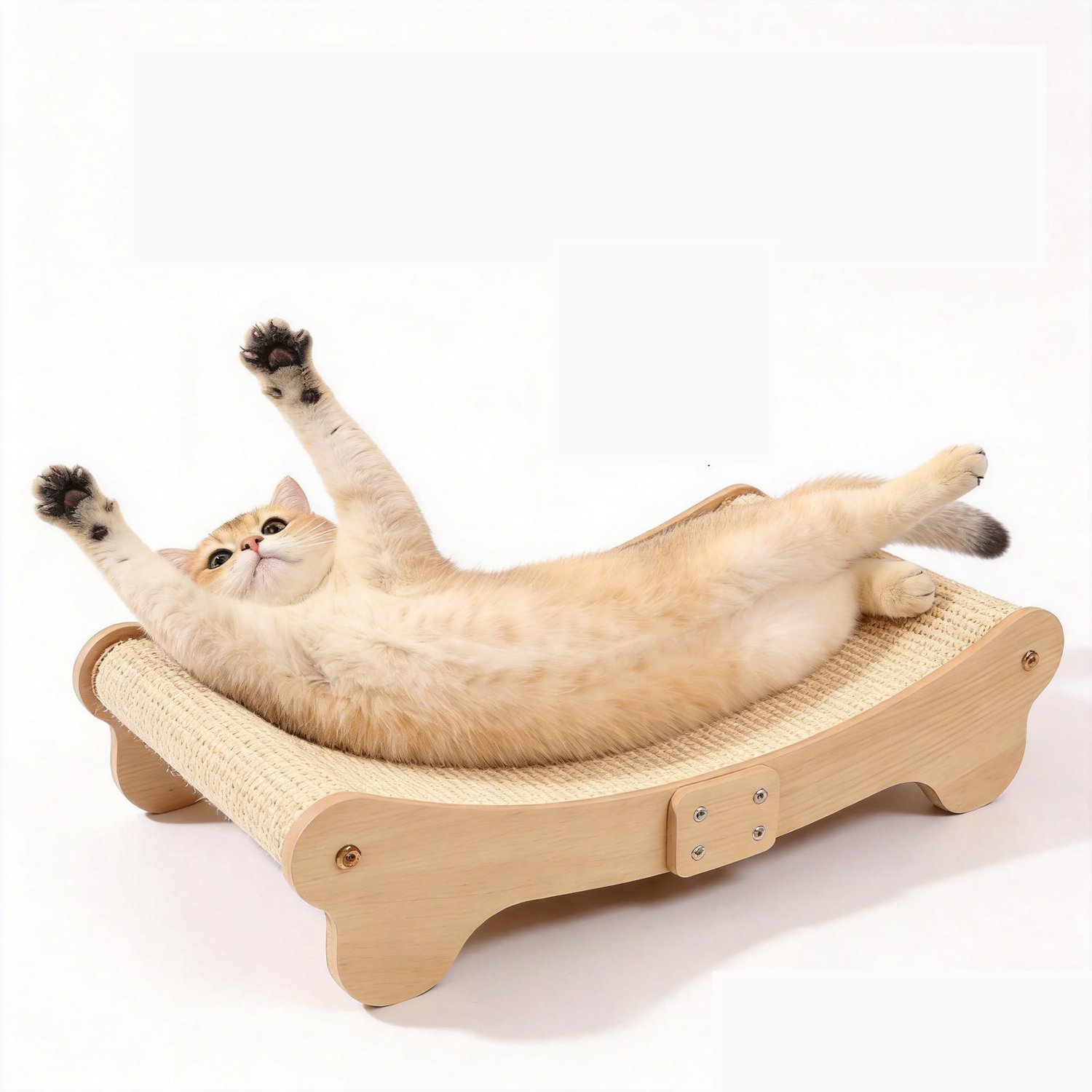 Famanu Grote sisal krabplank voor katten, 60 x 37,5 x 14 cm, met een gebogen ontwerp, perfect voor spelen en ontspannen, biedt een natuurlijke krabervaring voor huiskatten Zwart