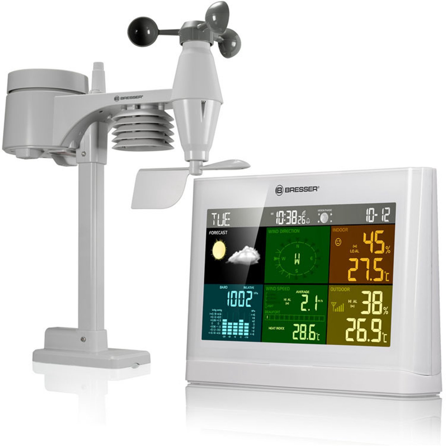 Bol.com Bresser Weerstation 5-in-1- Met Multifunctionele Buitensensor - Met Regen- en Windmeter - Wit aanbieding