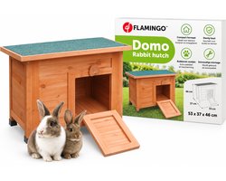 Flamingo Konijnenhok – Compact konijnenhok voor buiten met nachthok – 53x37x46 cm – Konijnenhok Domo Classic Bruin