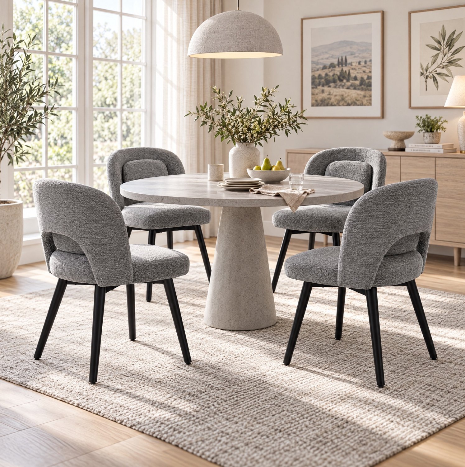 MODENUIT Eetkamerstoelen - 360 Graden Draaibaar - Voor Eetkamer En Woonkamer - Fluweel - Grijs - Set Van 2