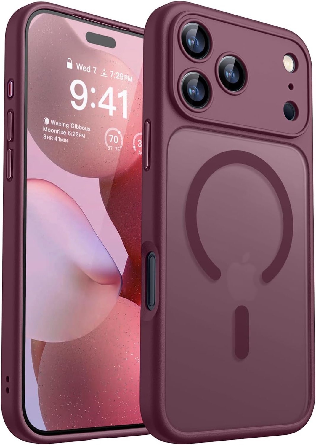 Zandarix Hoesje Geschikt voor Apple iPhone 18 Pro - Geschikt voor Mag - Uitstekende valbescherming - Matte textuur - Camerabescherming - Back Cover Hoesje - Burgundy