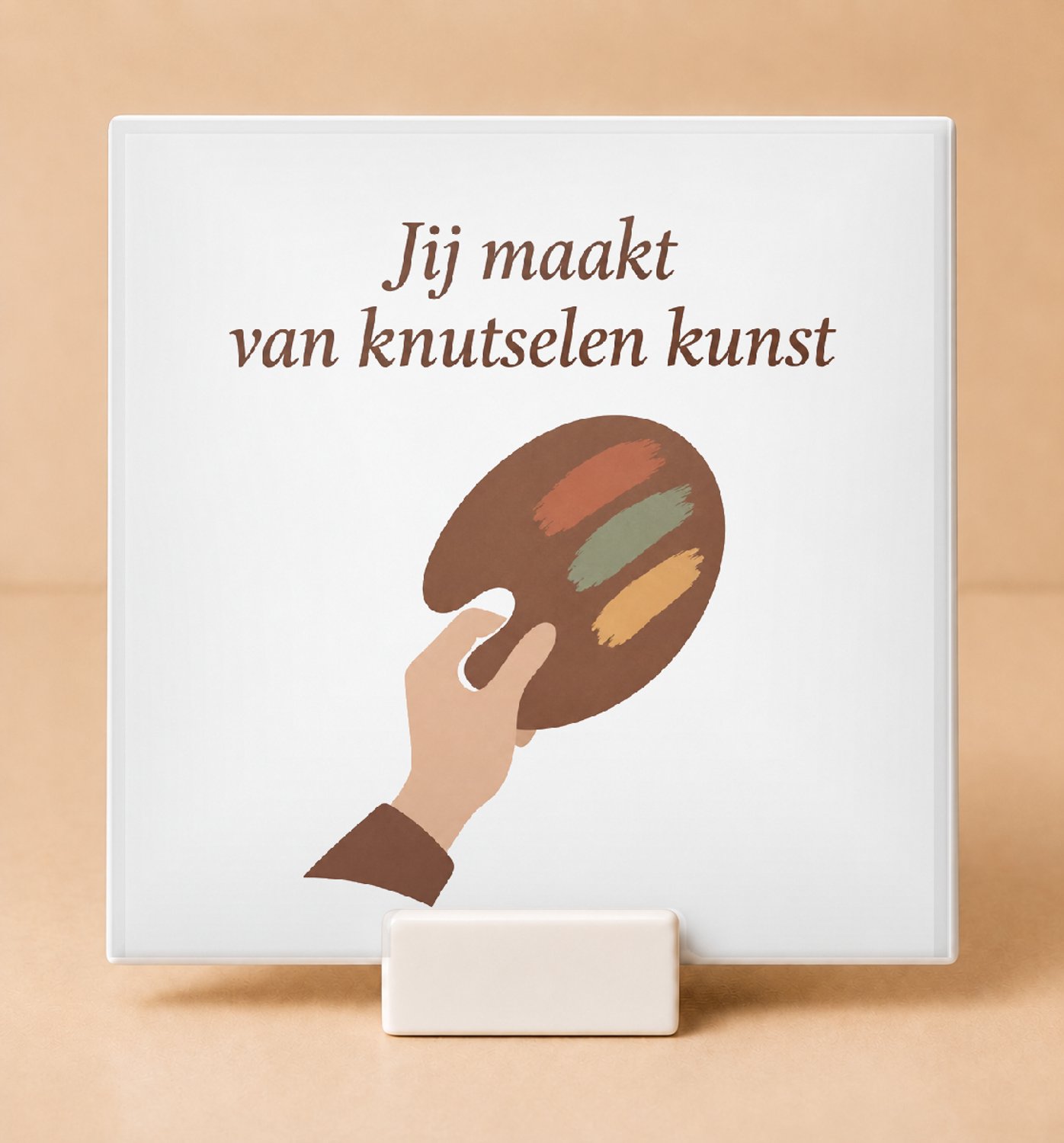 Bedruk King Sfeervolle vintage botanische Tegel – Kerstknutselkoningin van groep 3 met inspirerende quote voor creatievelingen - 11 x 11 cm met houder Wit