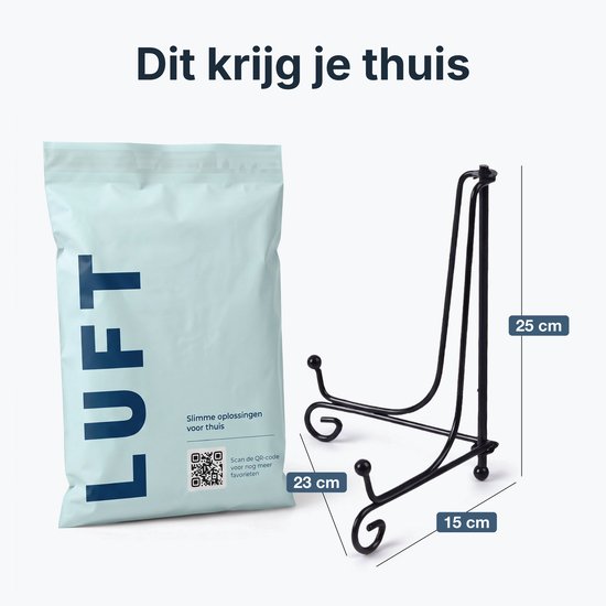 Luft Bordenstandaard - Groot - Borden en Boeken - Display - Standaard - Houder - Steun - Rek - Hanger - Sierborden - Kookboek - Zwart - Metaal — cadeau in Cadeau-ideeën - foto 7