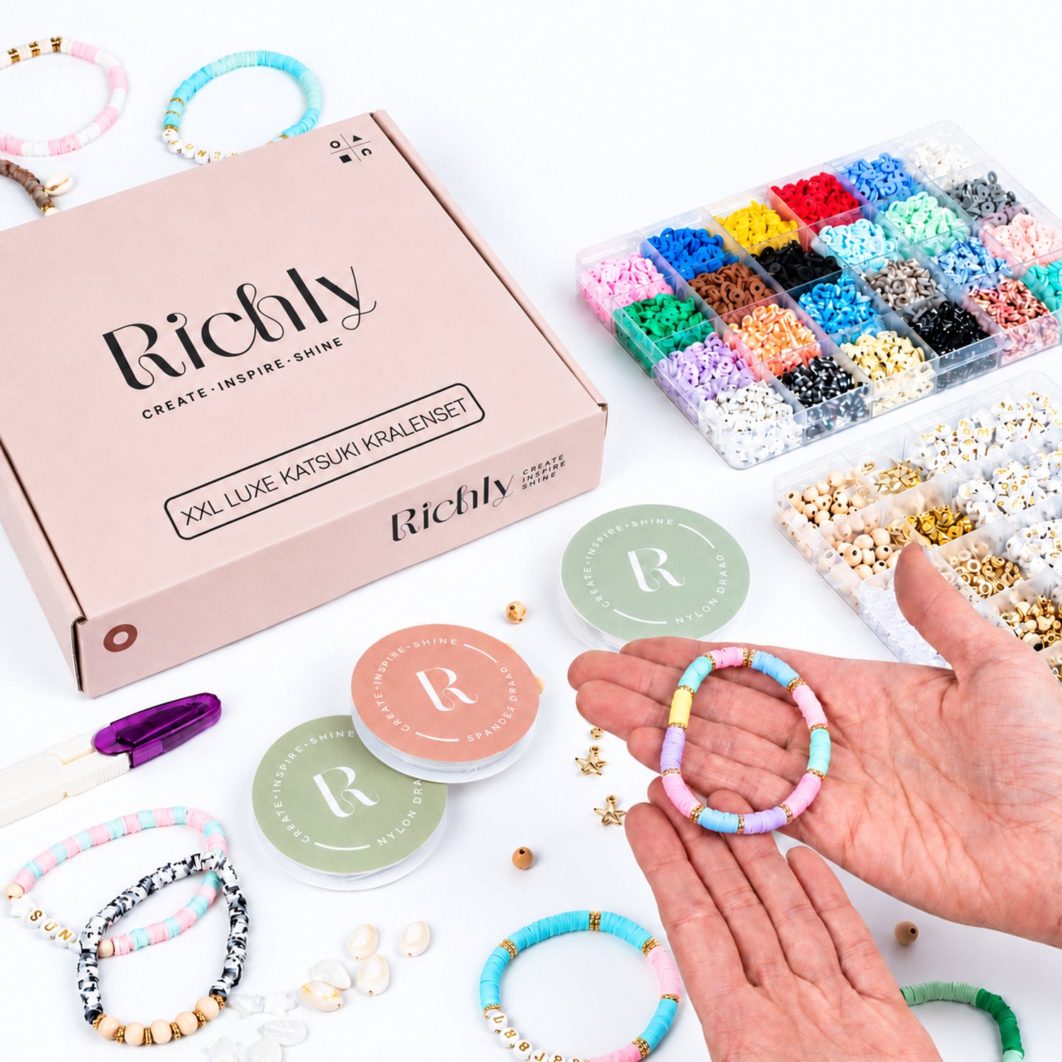 Richly XXL Luxe Katsuki Kralenset - Armbandjes maken meisjes - Sieraden Maken Volwassenen - incl. E-BOOK - Letterkralen - Kralen Ketting - Knutselen Meisjes - Kralen letters — afbeelding 5