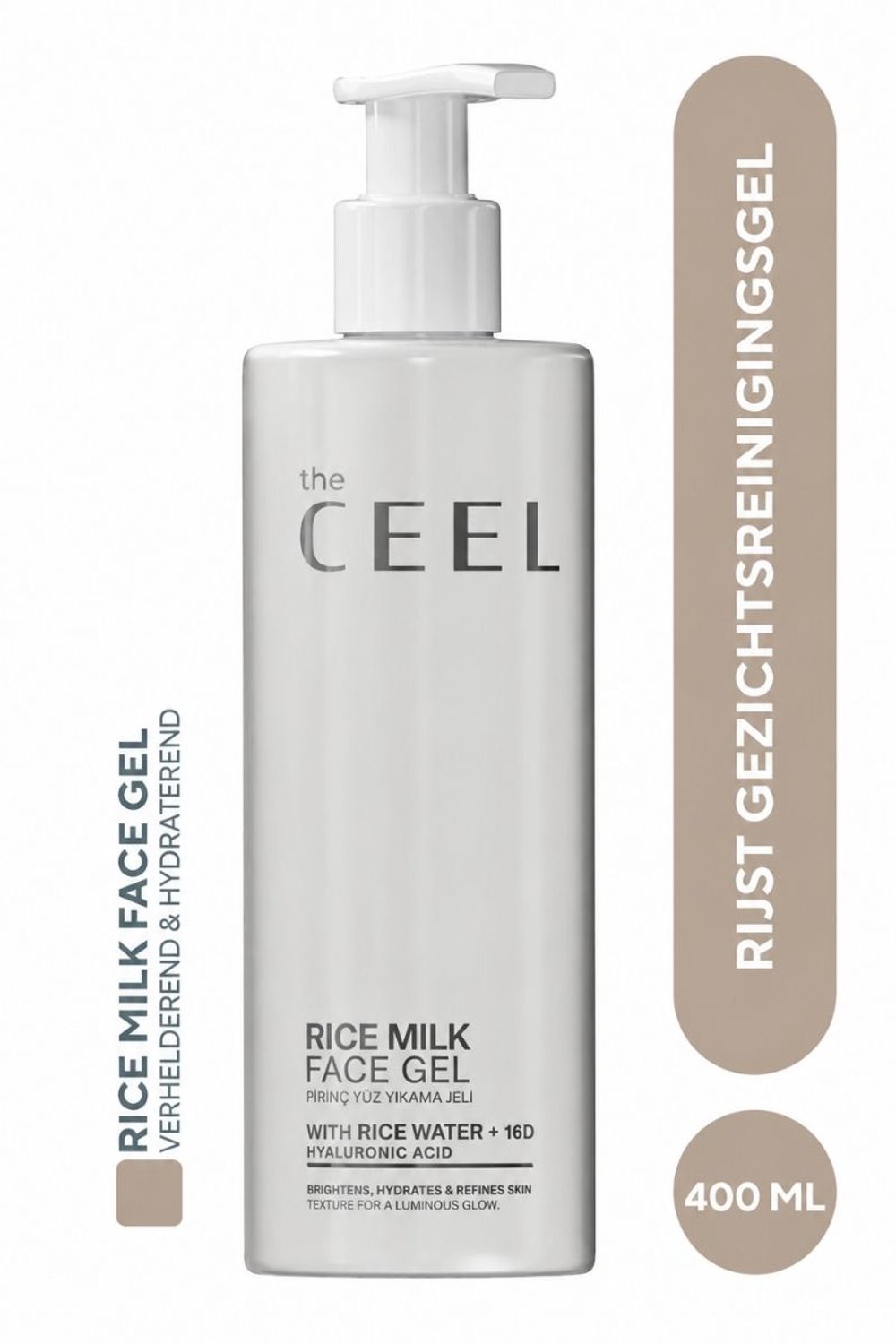 THE CEEL Rice Milk Face Wash - Gezichtsreiniger met rijstwater & hyaluronzuur - Hydraterende en verhelderende gezichtsreinigingsgel - 400 ml