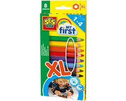 SES Creative My First Kleurpotloden XL - Kort en Dik - Vanaf 1 Jaar - 8 Kleuren - Babyproof - Goed Uitwasbaar - Schoencadeautjes Sinterklaas
