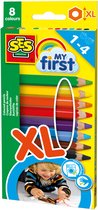 SES Creative My First Kleurpotloden XL - Kort en Dik - Vanaf 1 Jaar - 8 Kleuren - Babyproof - Goed Uitwasbaar - Schoencadeautjes Sinterklaas