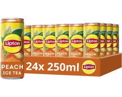 Lipton Ice Tea blik - Peach - laag in calorieën - 24 x 250 ml - Voordeelverpakking