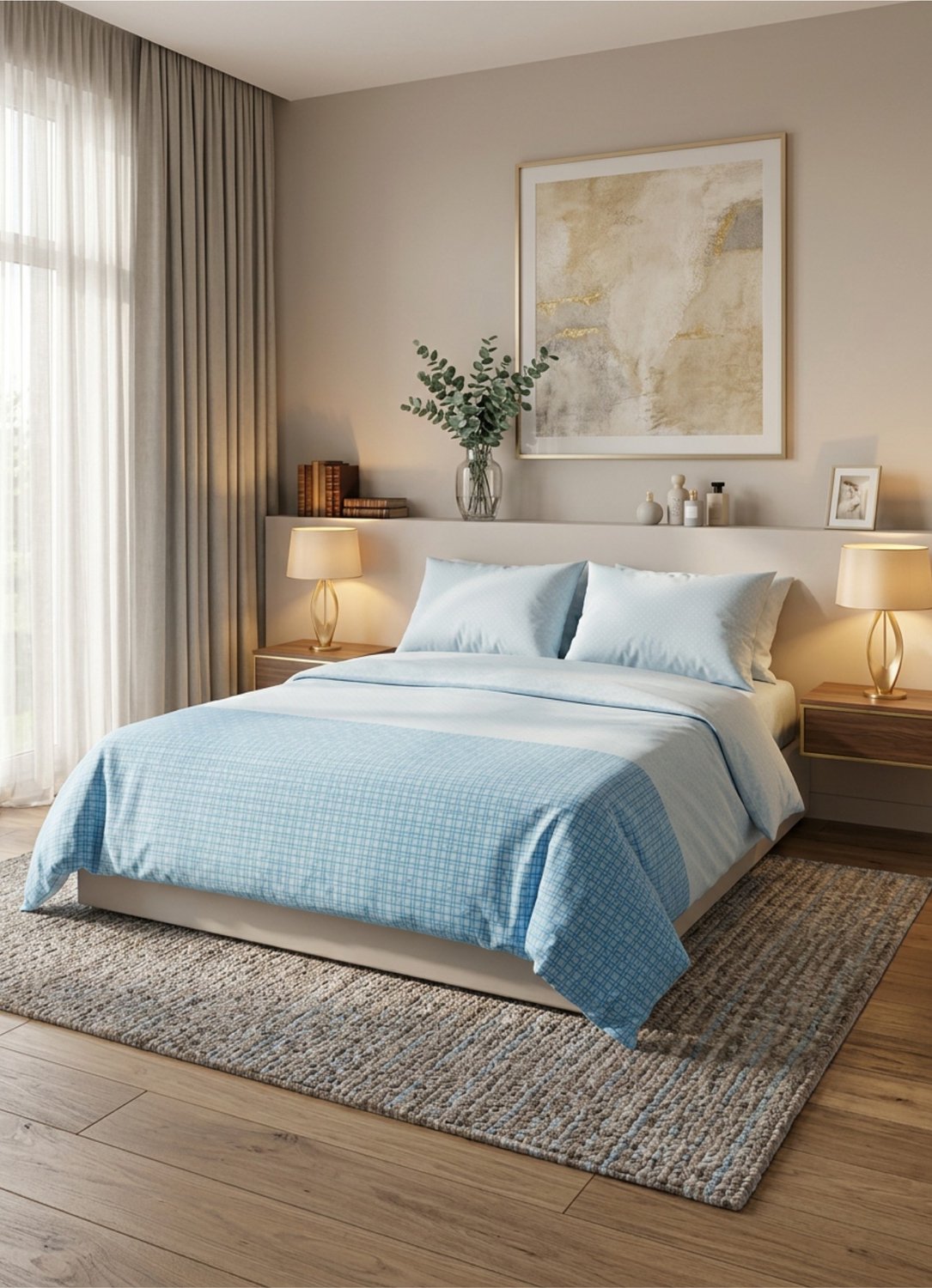 Sofiben dekbedovertrek met doorlopende rits over 3 zijden, dessin Atlantis, katoenmenging (70% katoen / 30% polyester), 140 x 220 cm. met 1 kussensloop