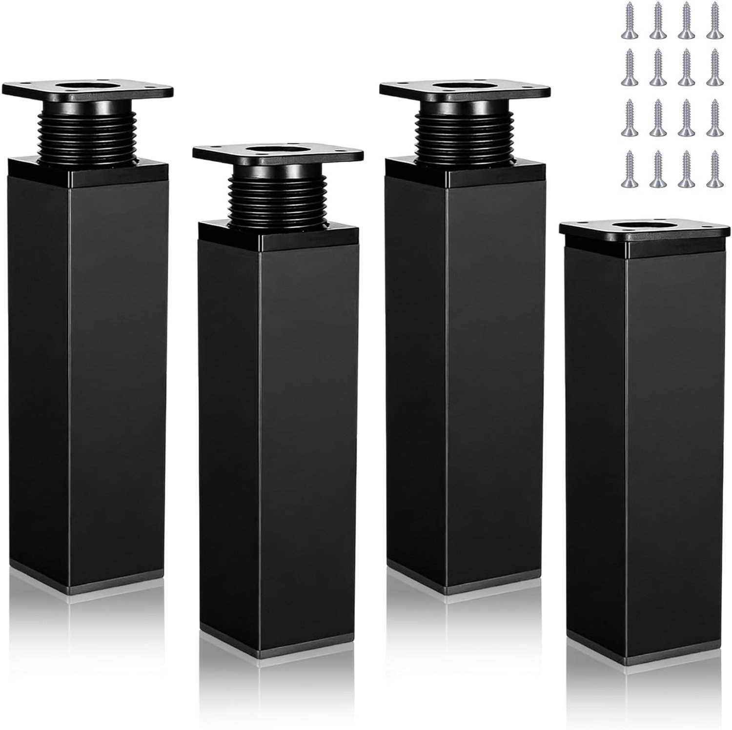 Meubelpoten set 4 stuks 100mm - Zwart aluminium - Verstelbaar - Geschikt voor meubels - m-winkel