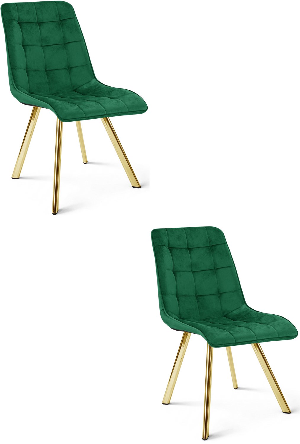Oskar CIEZA Eetkamerstoelen – Set van 2 – Groen velvet – Goudkleurige metalen poten – Gestoffeerde zitting en rugleuning – Modern design en zitcomfort – Voor keuken en eetkamer – Zithoogte 49 cm