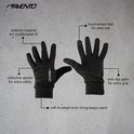 Zwarte sporthandschoenen met anti-slip palm, touchscreen-tips, reflecterende details en een warme voering.