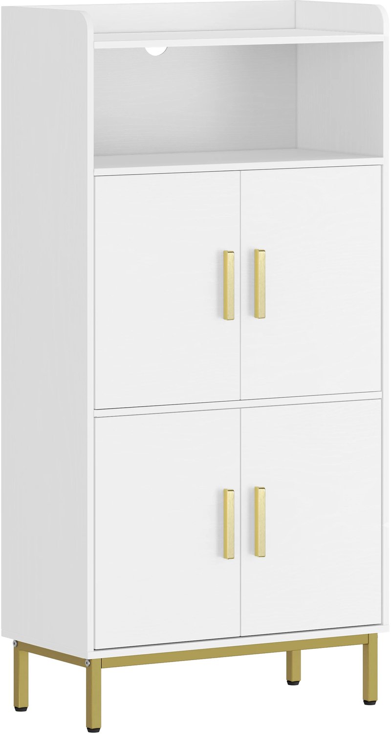 Prime Home Badkamerkast - Badkamermeubel - Opbergkast - Badkamer - 2 kastdeuren - 1 open sectie - Verstelbare planken - 60 x 30 x 120cm - Wit