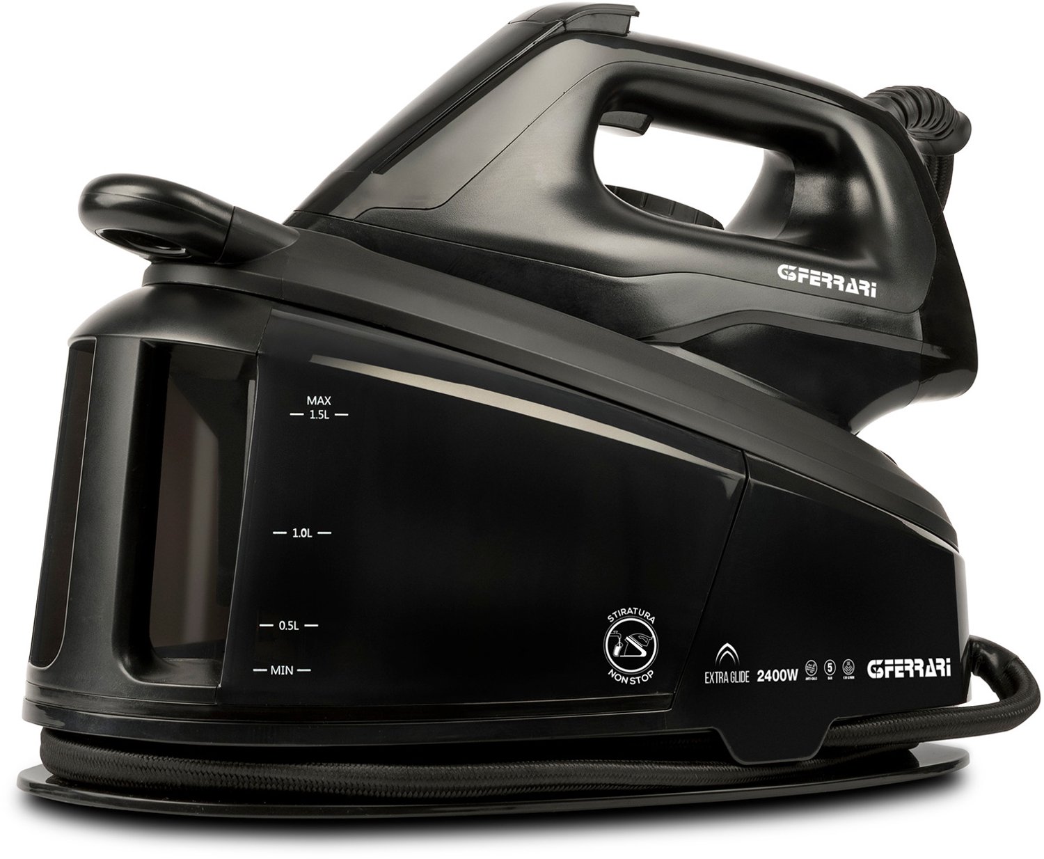 G3 Ferrari Extra Glide Stoomgenerator Strijksysteem – 2400W – 5 Bar Stoomdruk – 1.5L Waterreservoir – Keramische Strijkzool – Instelbare Stoom 50-130 g/min – Met Antikalkfilter