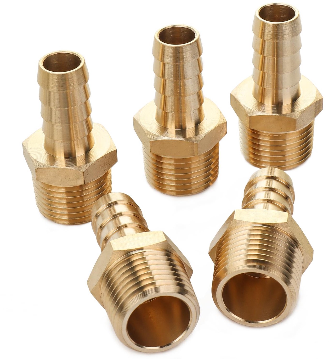 Messing fittingen aansluiting buitendraad BSPT slang 1/2" BSPT - 1/2" - 5 stuks - ideaal voor watertransport - ServiceTopper